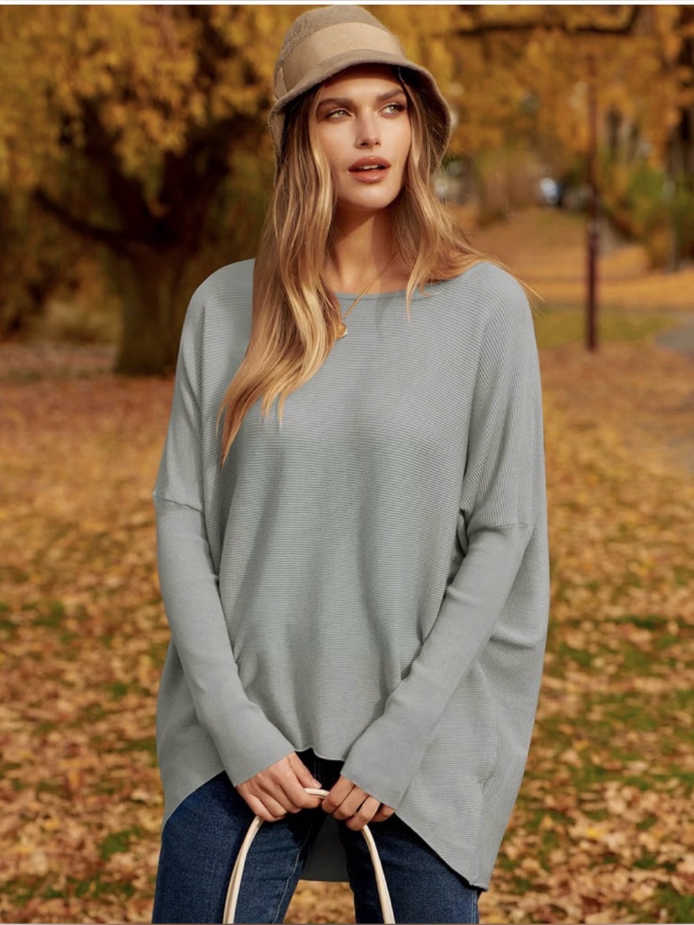 Oversized Casual Boat Neck, Batwing Sleeve Asymmetric Hem Knit Slouch sweater